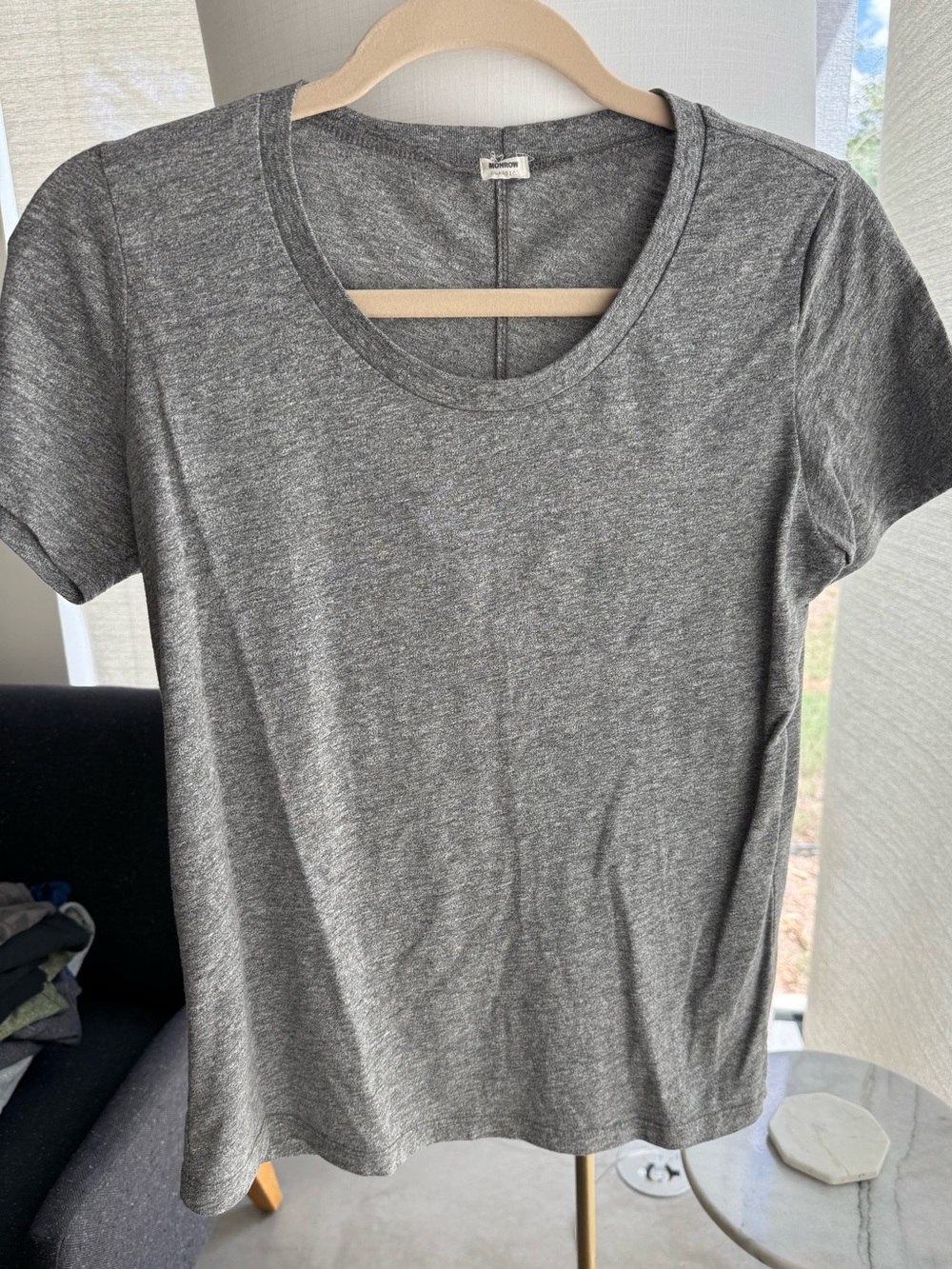 Monrow Heather Gray Short Sleeve Crew Tee